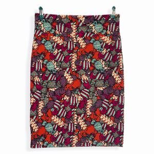 LuLaRoe Cassie Pencil Skirt L Pink Purple Novelty Candy Pull-On Stretch Travel
